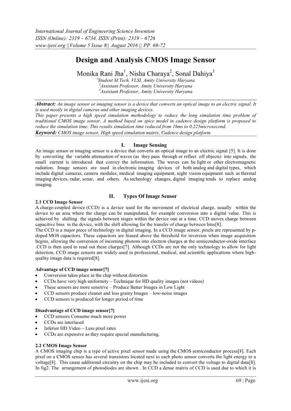 Design and Analysis CMOS Image Sensor