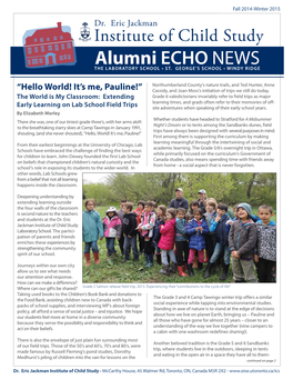 Alumni ECHO NEWS the LABORATORY SCHOOL • ST