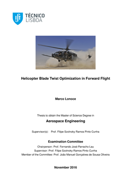 Helicopter Blade Twist Optimization in Forward Flight Aerospace