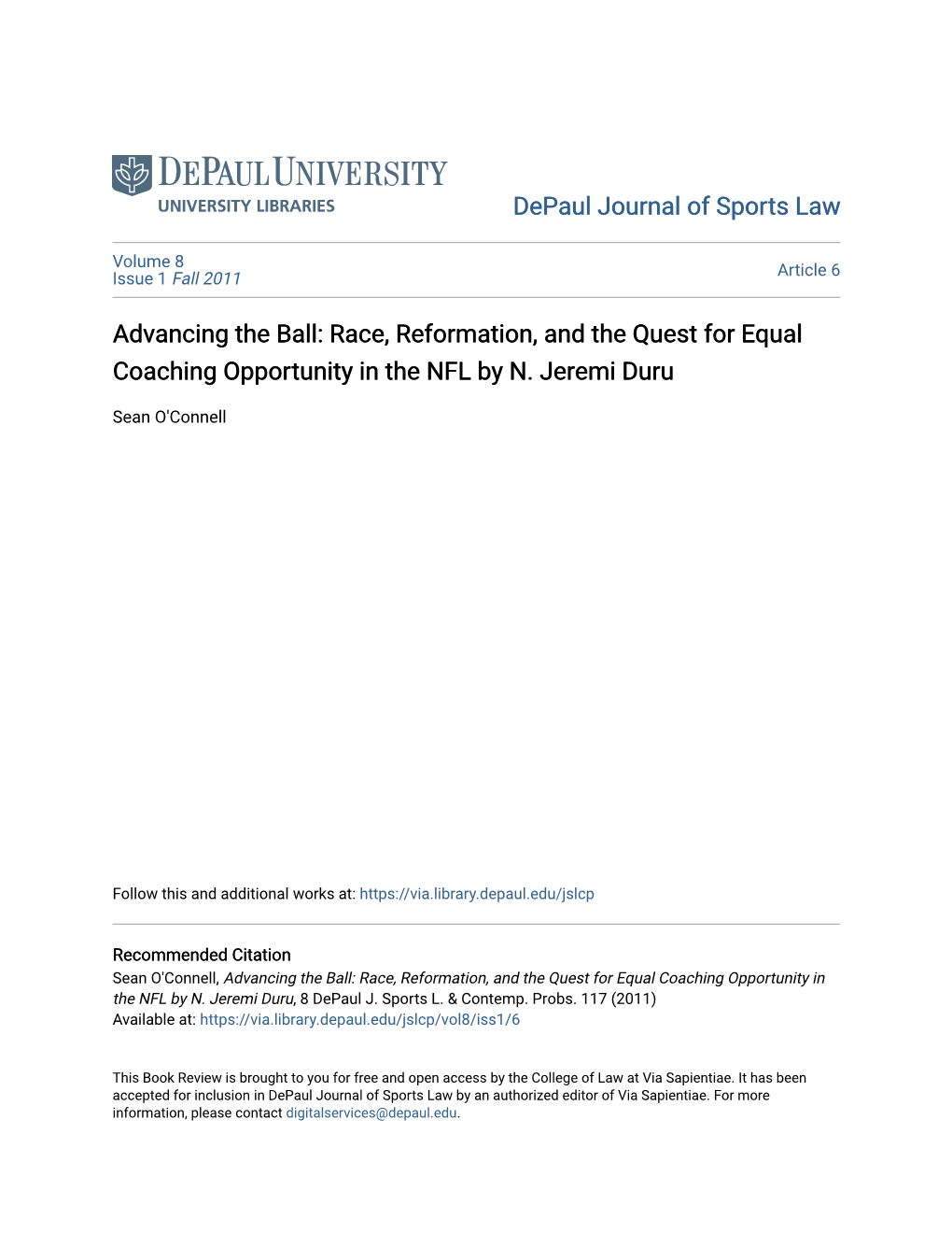 Race, Reformation, and the Quest for Equal Coaching Opportunity in the NFL by N