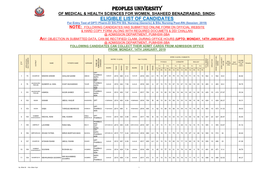 Peoples University of Medical & Health Sciences for Women, Shaheed Benazirabad, Sindh