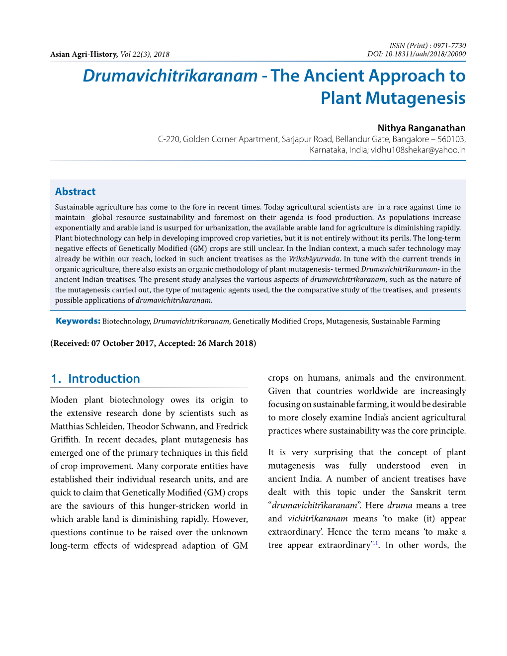The Ancient Approach to Plant Mutagenesis