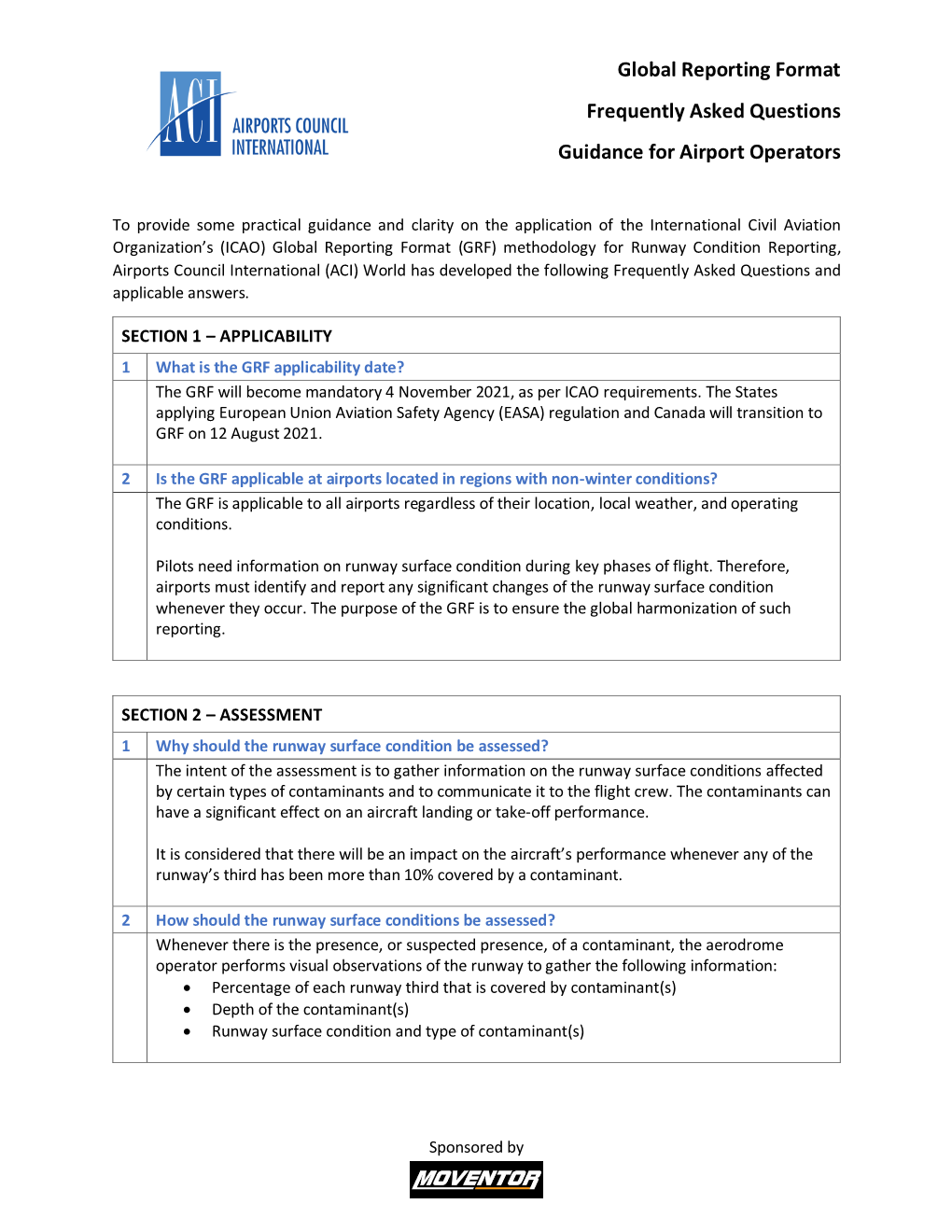 Global Reporting Format Frequently Asked Questions Guidance for Airport Operators