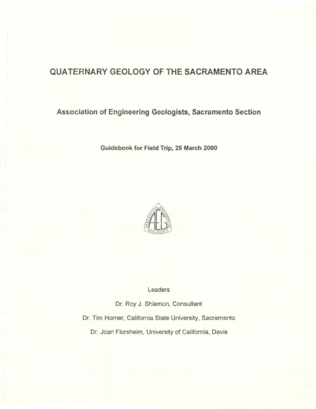 Quaternary Geology of the Sacramento Area
