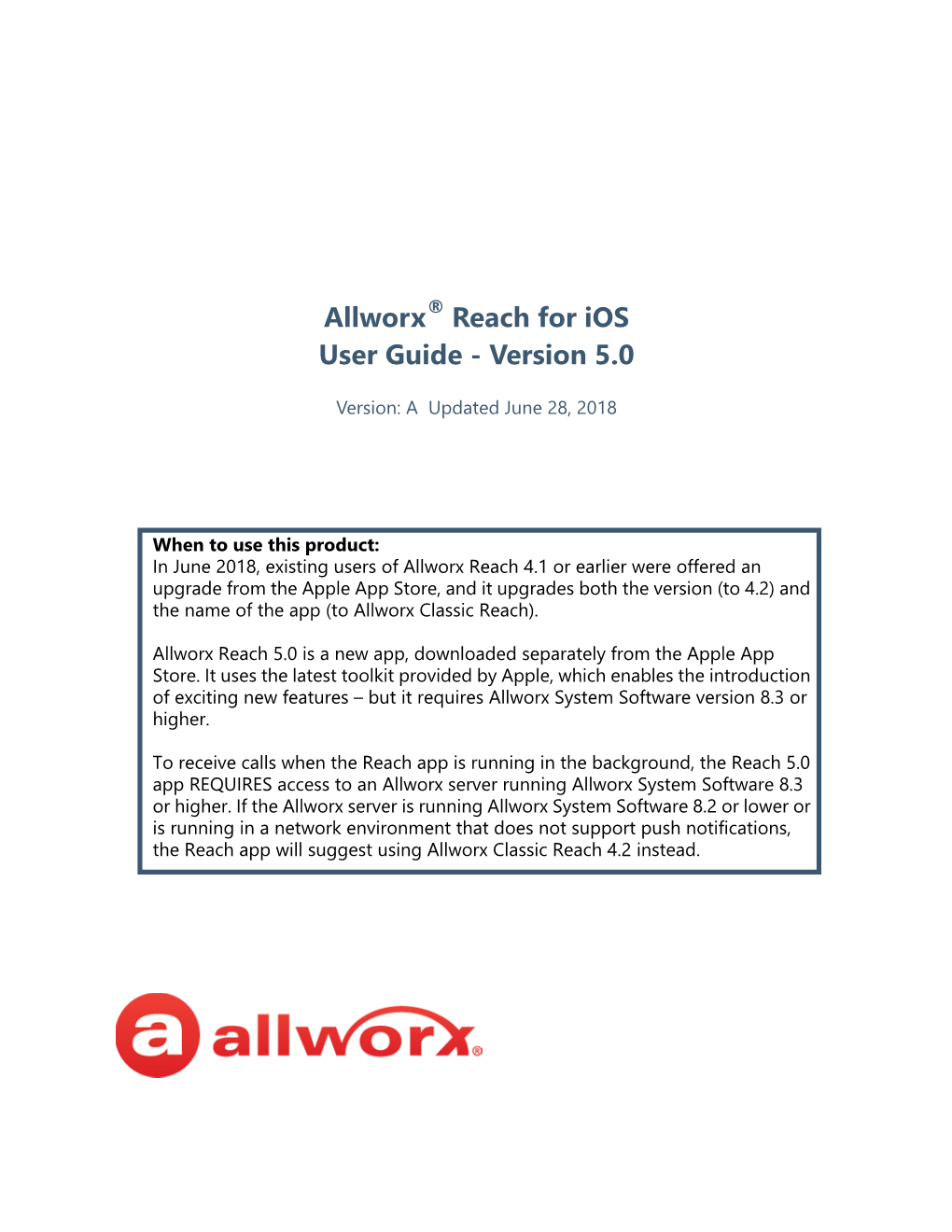 Allworx Reach for Ios User Guilde