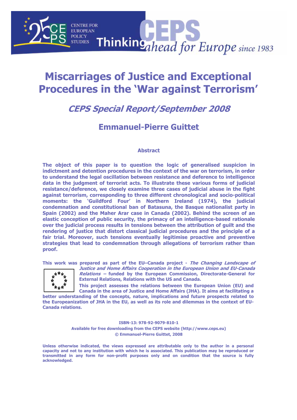 Miscarriages of Justice and Exceptional Procedures in the 'War