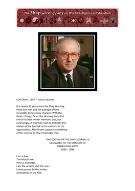 Rabbi Hugo Gryn 1930 - 1996