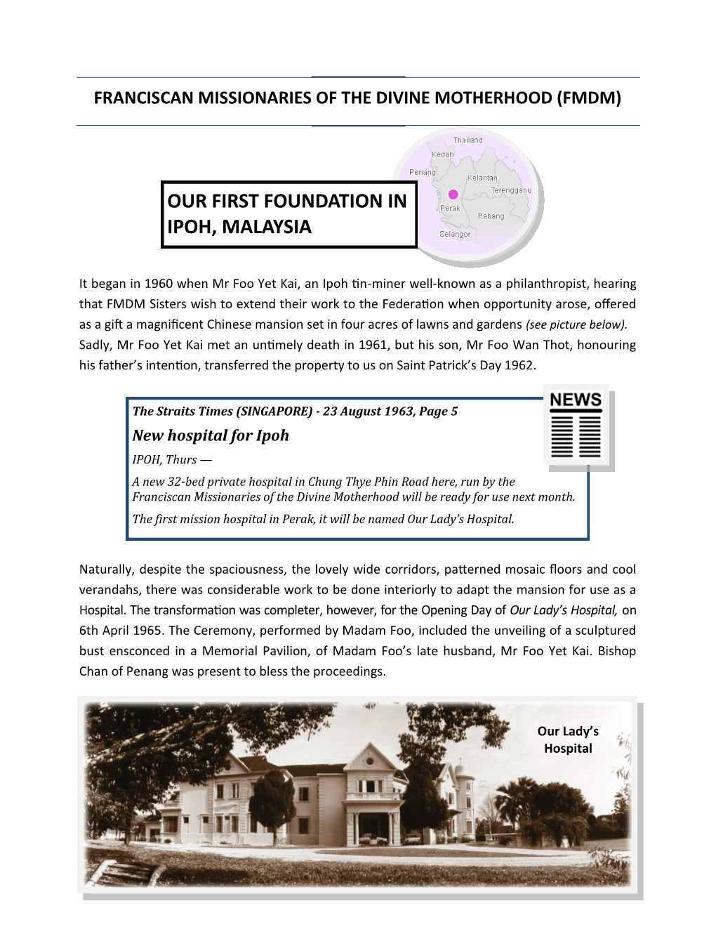 Our First Foundation in Ipoh, Malaysia