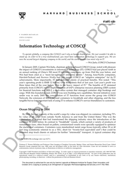 Information Technology at COSCO