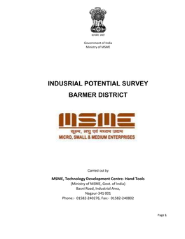 Indusrial Potential Survey Barmer District