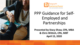 PPP Guidance for Self Employed Individuals and Partnerships