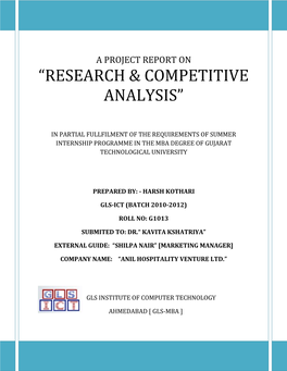Research & Competitive Analysis”