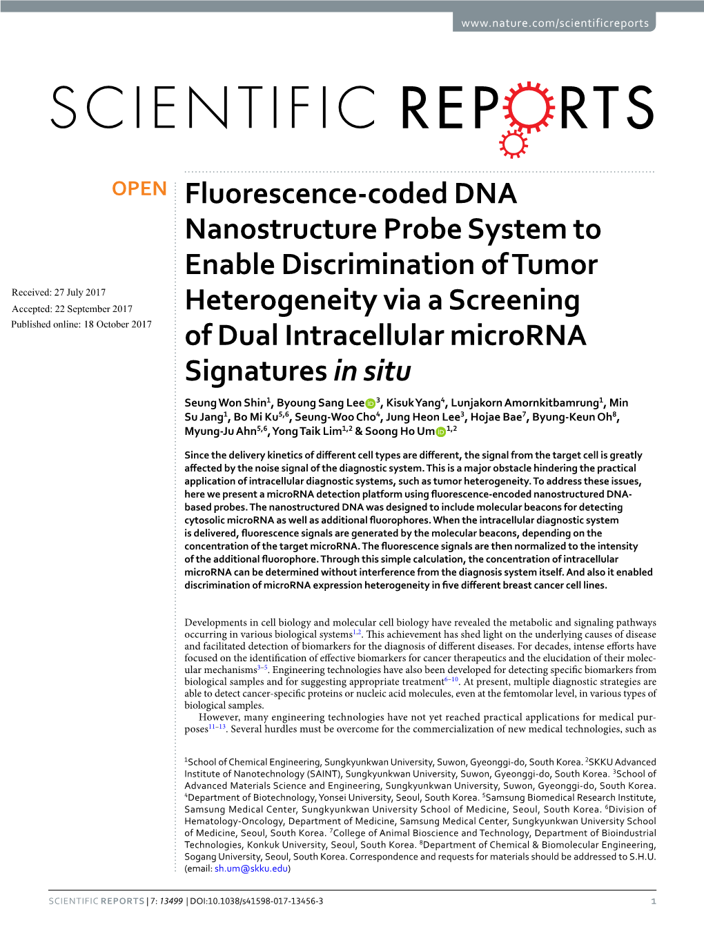 Fluorescence-Coded DNA Nanostructure Probe System To