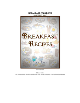 Breakfast Cookbook *Recipe List Only*