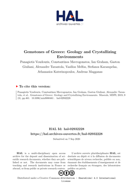 Gemstones of Greece: Geology and Crystallizing