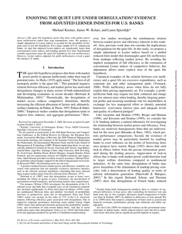 Enjoying the Quiet Life Under Deregulation? Evidence from Adjusted Lerner Indices for U.S