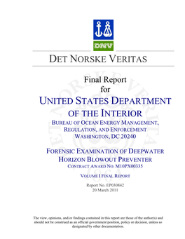 Det Norske Veritas United States Department of The