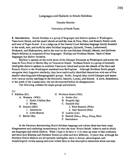 Languages and Dialects in Straits Salishan Timothy Montler to The