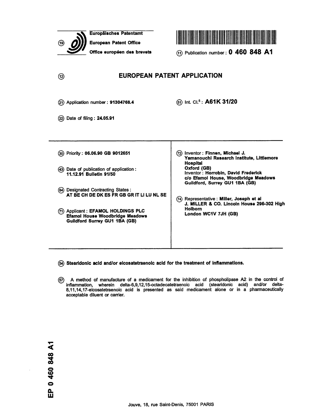 Stearidonic Acid And/Or Eicosatetraenoic Acid for The