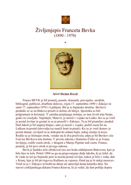 Življenjepis Franceta Bevka (1890 - 1970)
