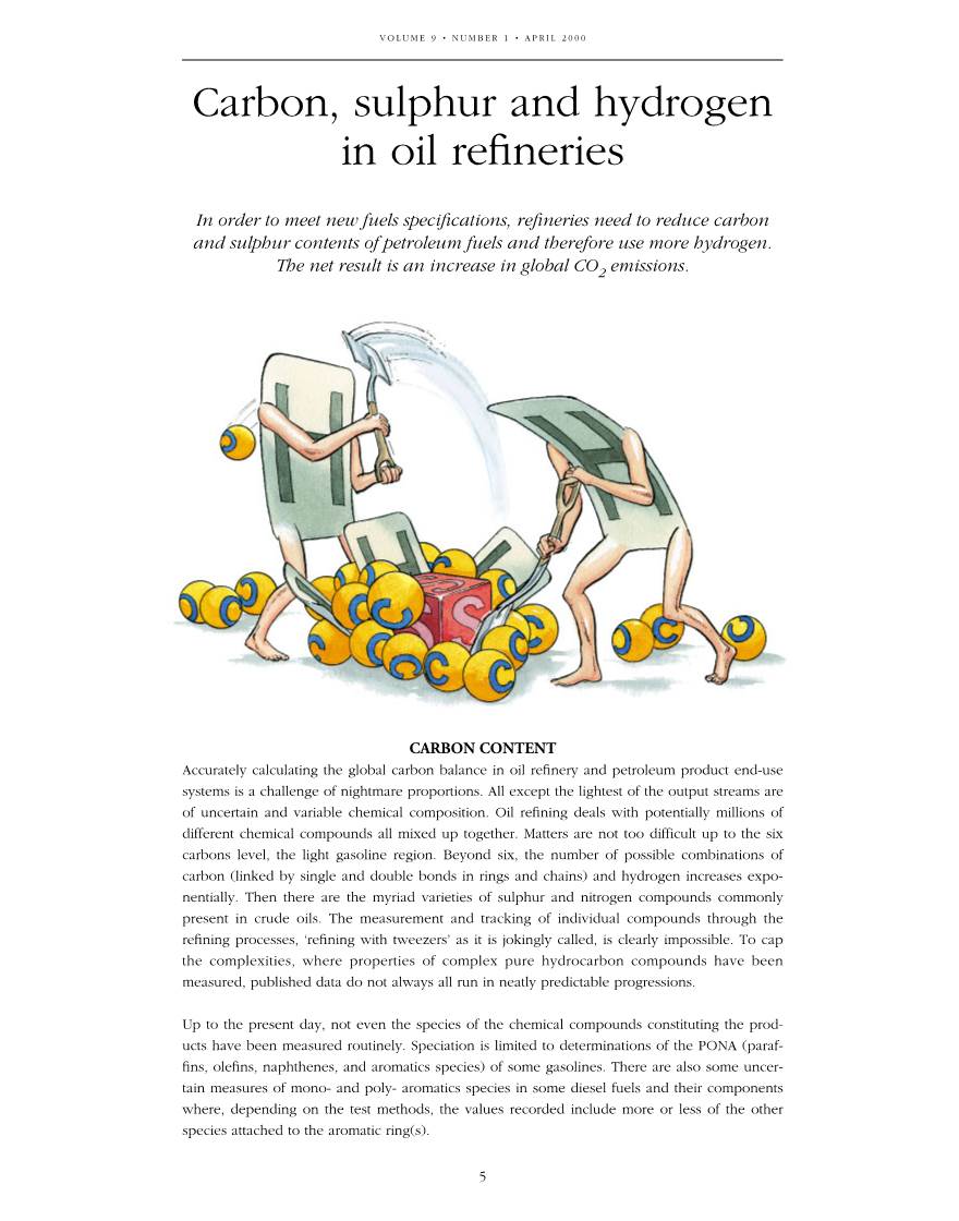 Carbon, Sulphur and Hydrogen in Oil Refineries