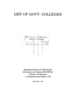 List of Govt. Colleges