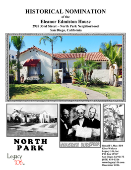 Eleanor Edmiston House 2928 33Rd Street ~ North Park Neighborhood San Diego, California