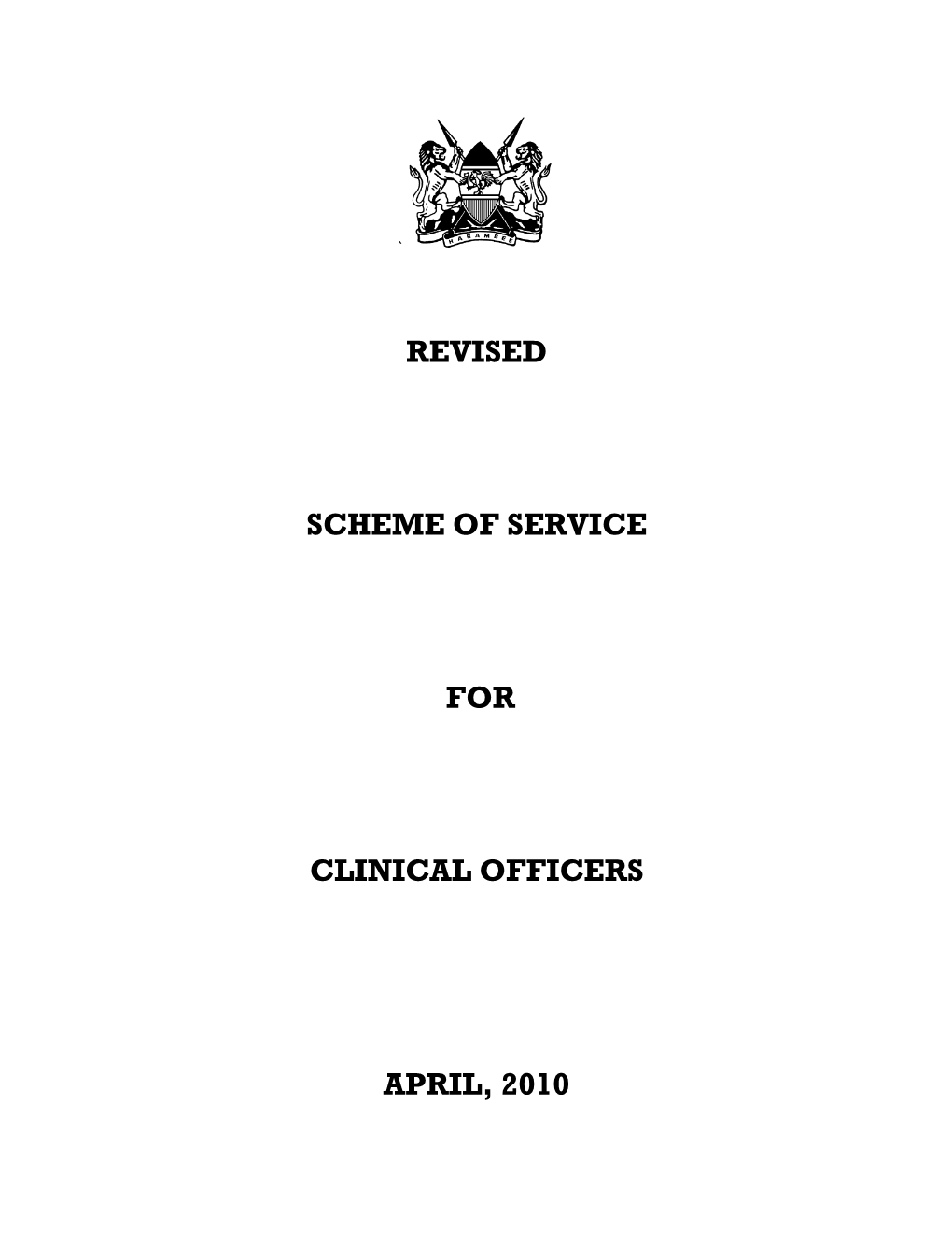 Revised Scheme of Service for Clinical Officers April