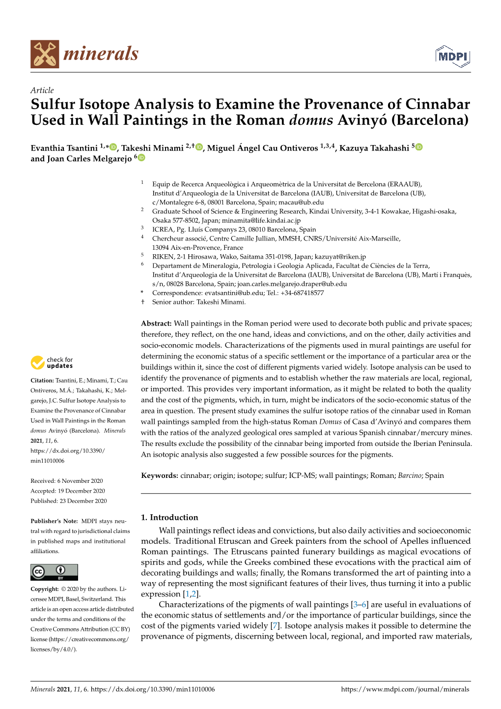 Sulfur Isotope Analysis to Examine the Provenance of Cinnabar Used in Wall Paintings in the Roman Domus Avinyó (Barcelona)