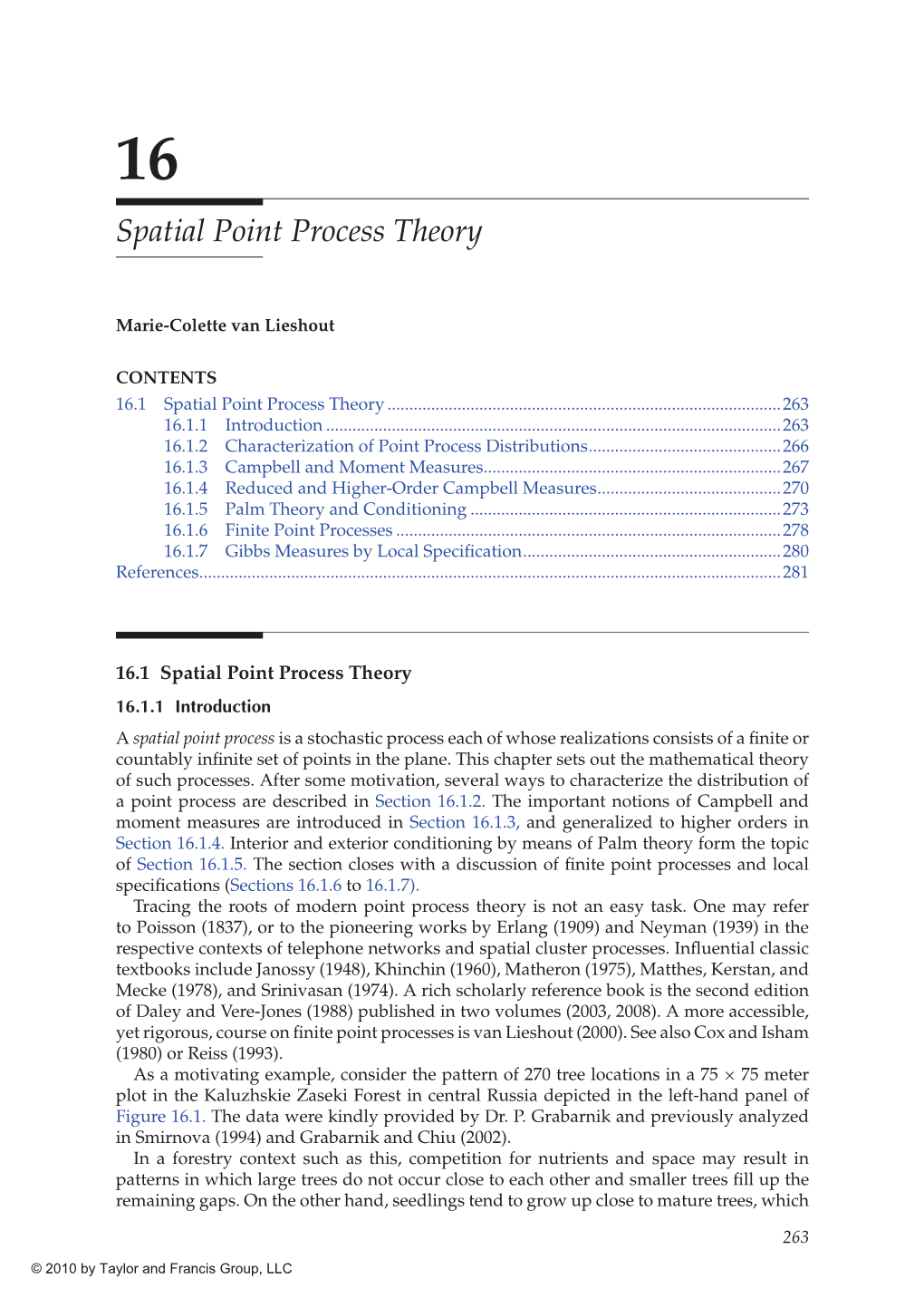 Spatial Point Process Theory