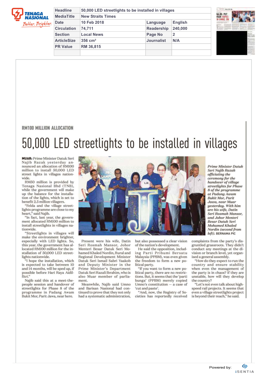 50,000 LED Streetlights to Be Installed in Villages