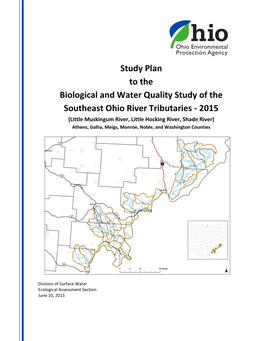 Study Plan to the Biological and Water Quality Study of the Southeast Ohio River Tributaries (Little Muskingum River, Little Hocking River, Shade River)