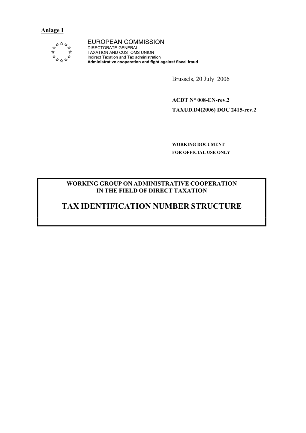 Tax Identification Number Structure