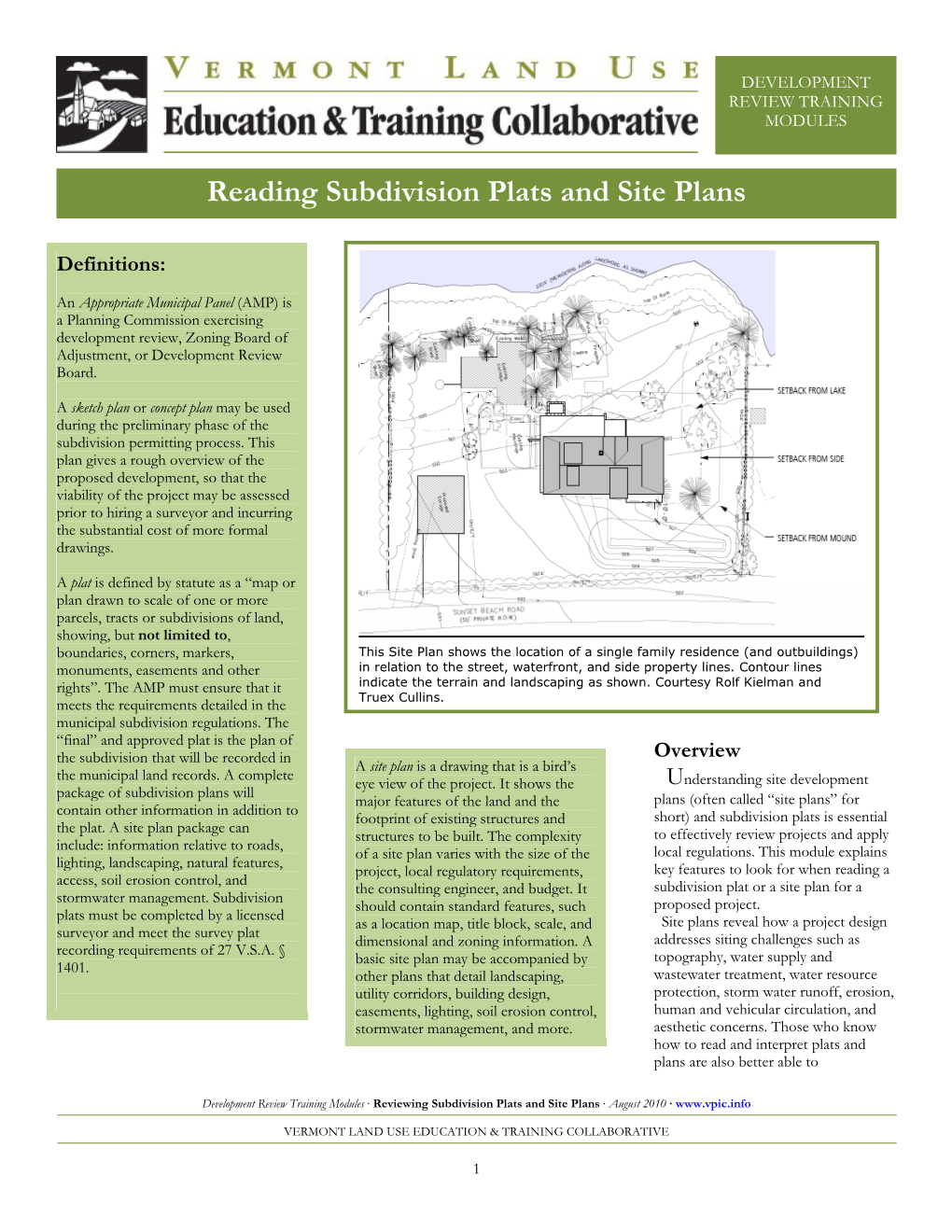 Reading Subdivision Plats and Site Plans