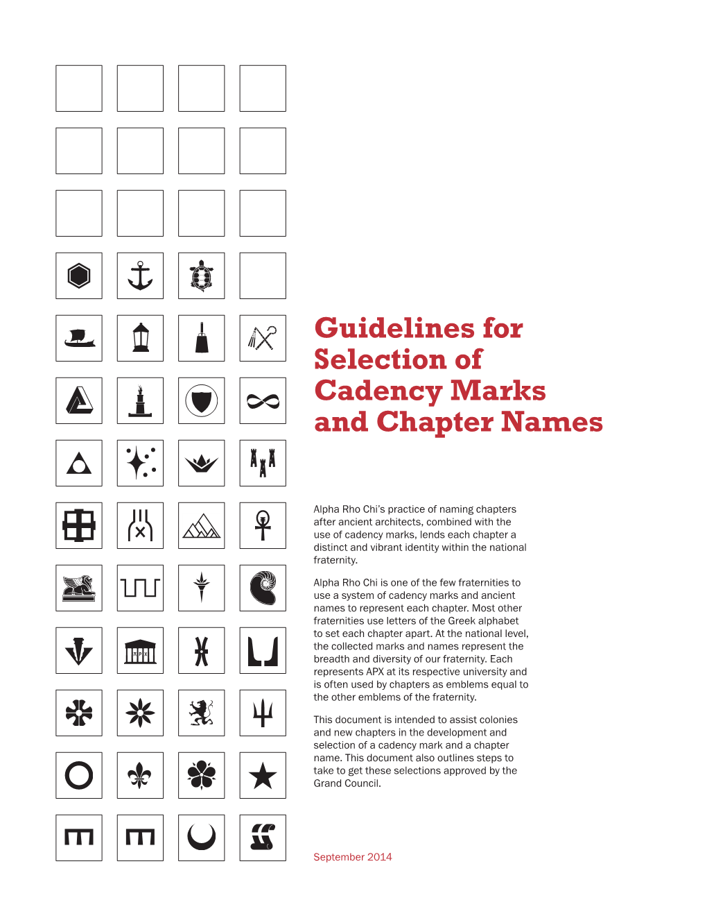 Guidelines for Selection of Cadency Marks and Chapter Names