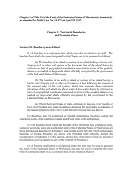 Chapter 1 of Title 18 of the Code of the Federated States of Micronesia (Annotated), As Amended by Public Law No