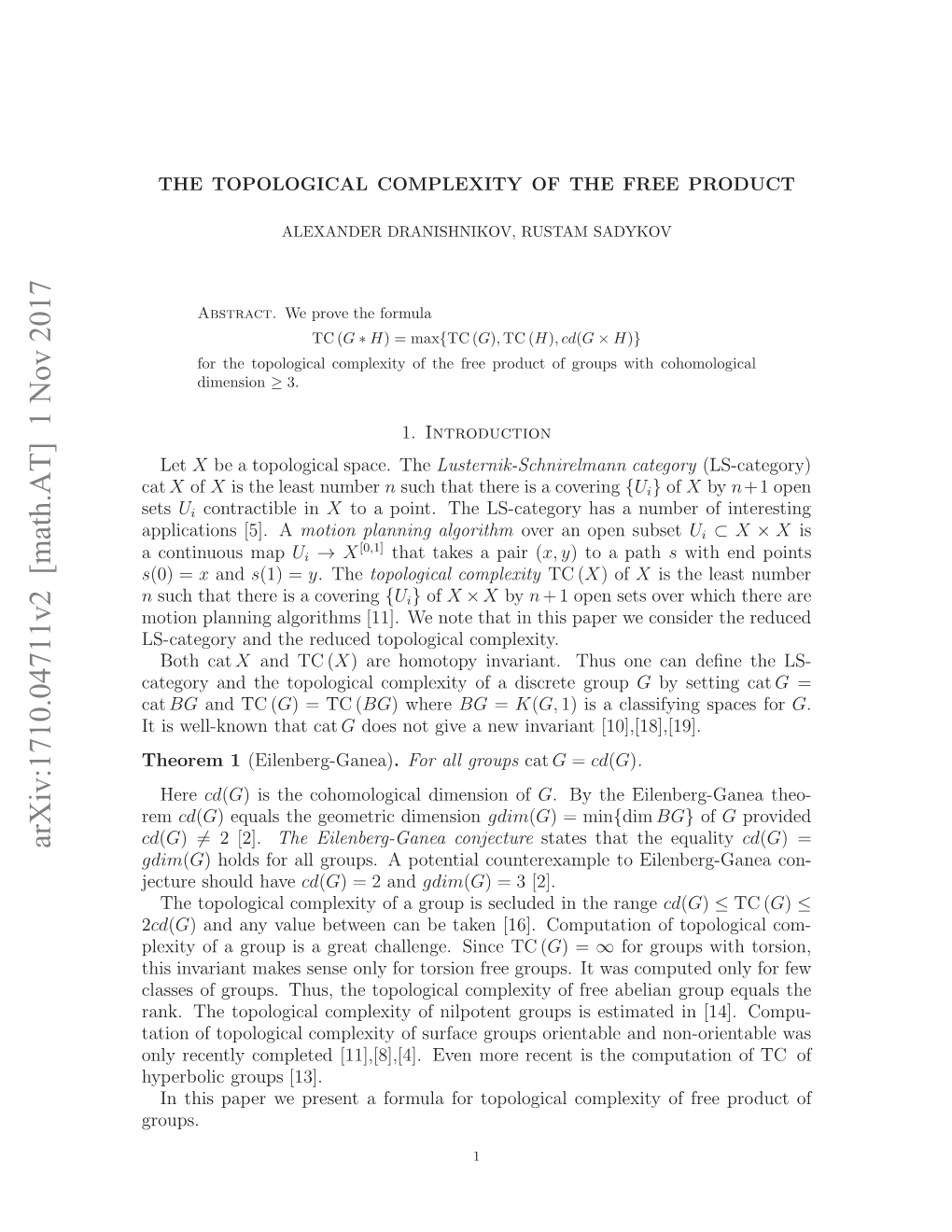 The Topological Complexity of the Free Product