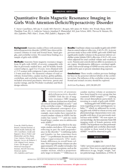 Quantitative Brain Magnetic Resonance Imaging in Girls with Attention-Deficit/Hyperactivity Disorder