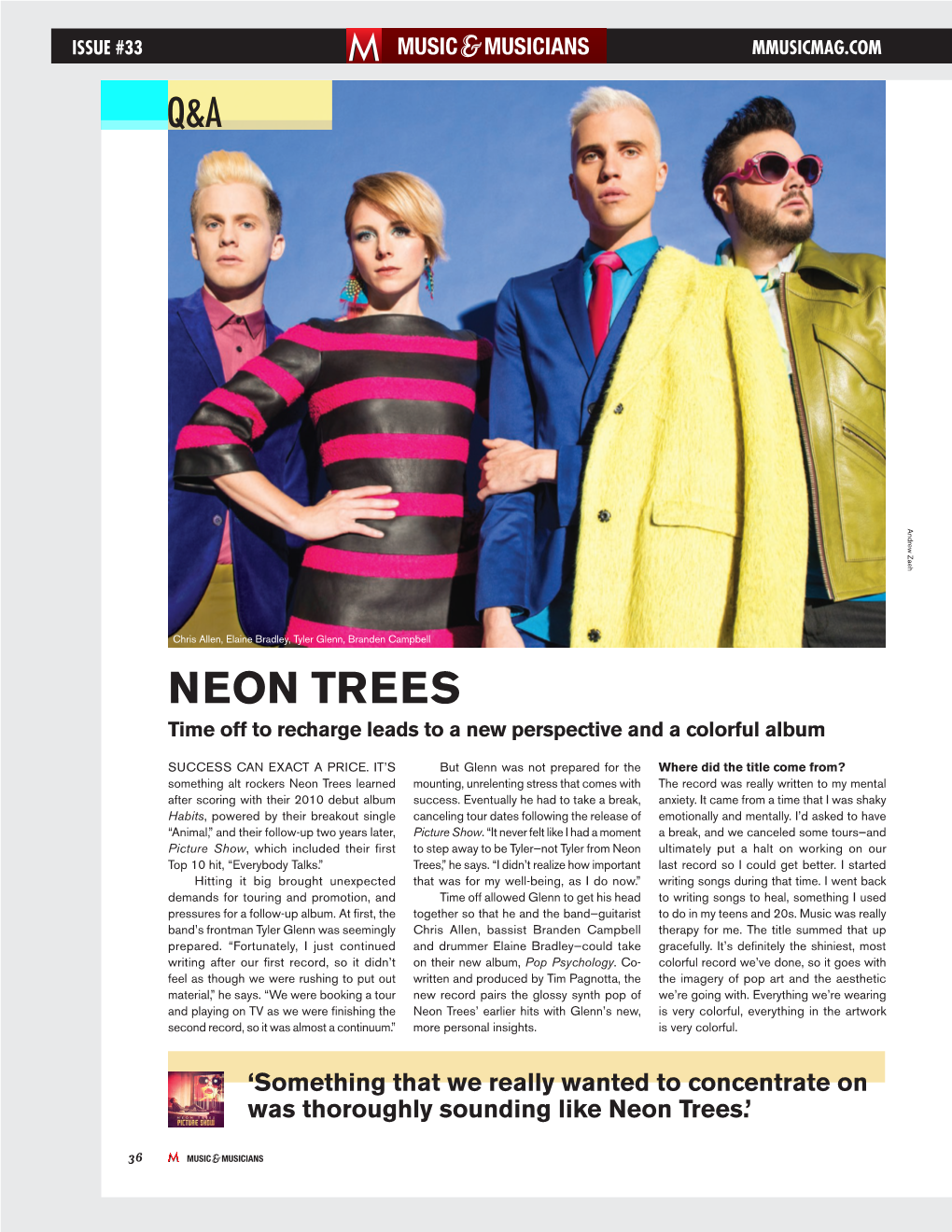 Neon Trees Time Off to Recharge Leads to a New Perspective and a Colorful Album