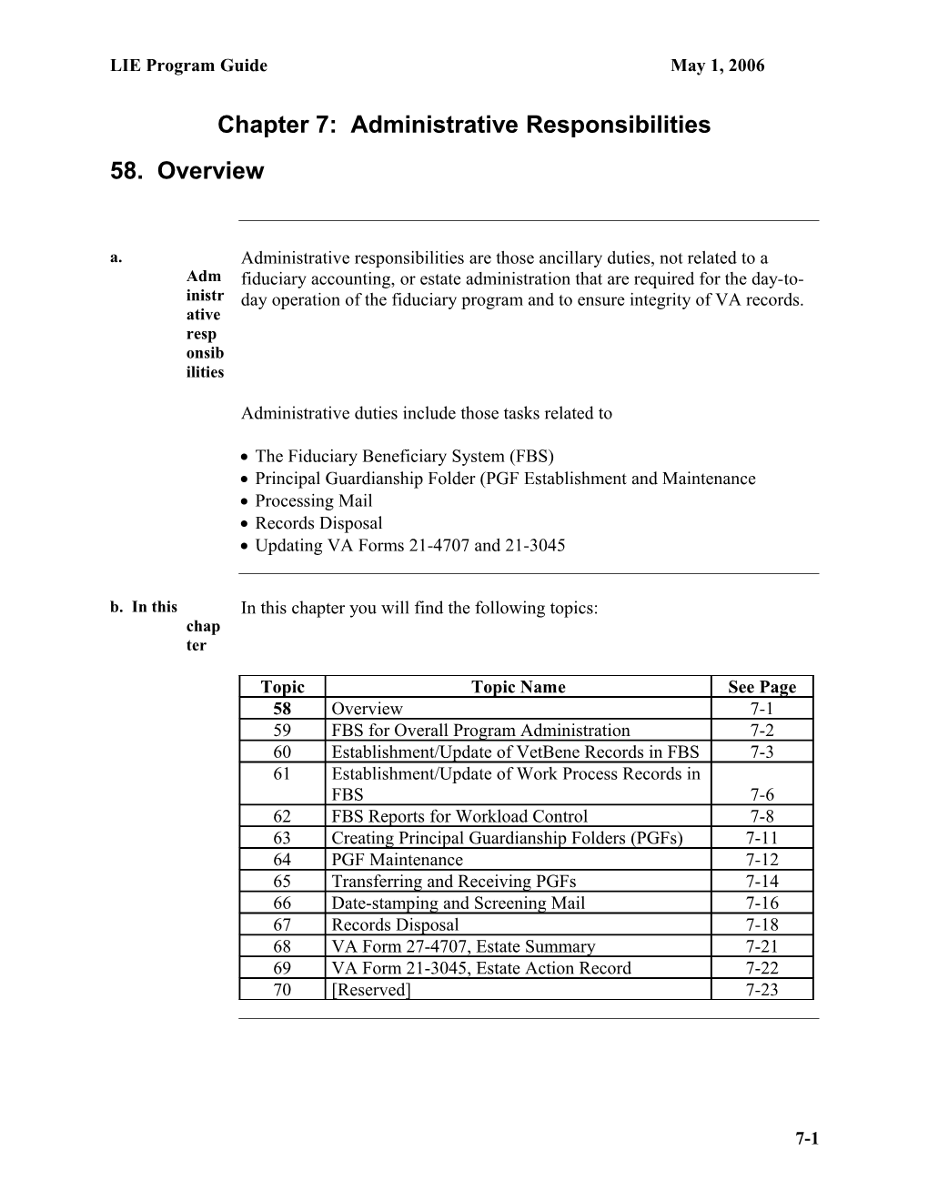 LIE Program Guide, Chapter 7: Administrative Responsibilities