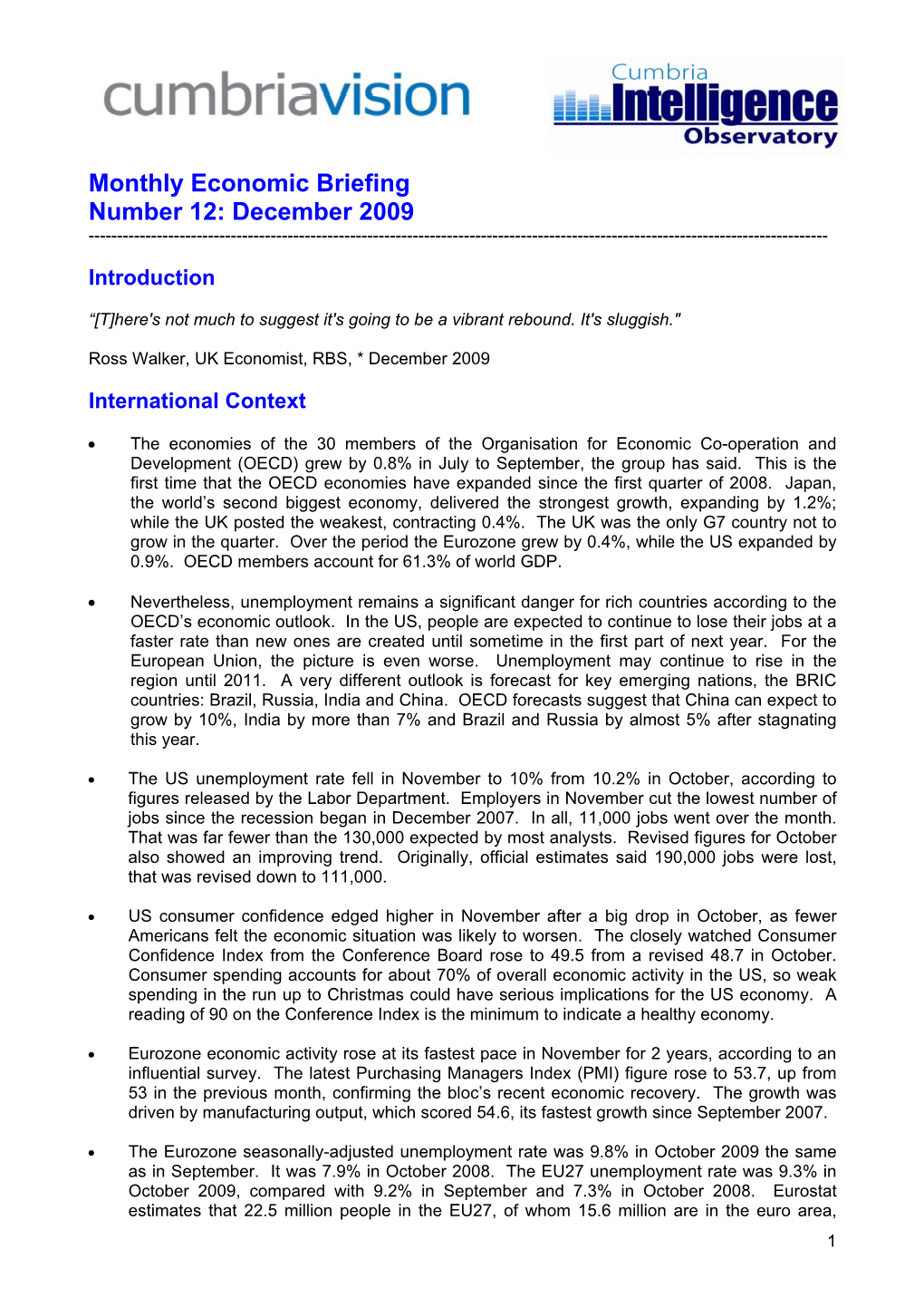 Monthly Economic Briefing No 12