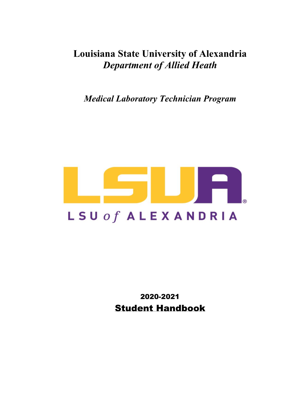 Louisiana State University of Alexandria Department of Allied Heath