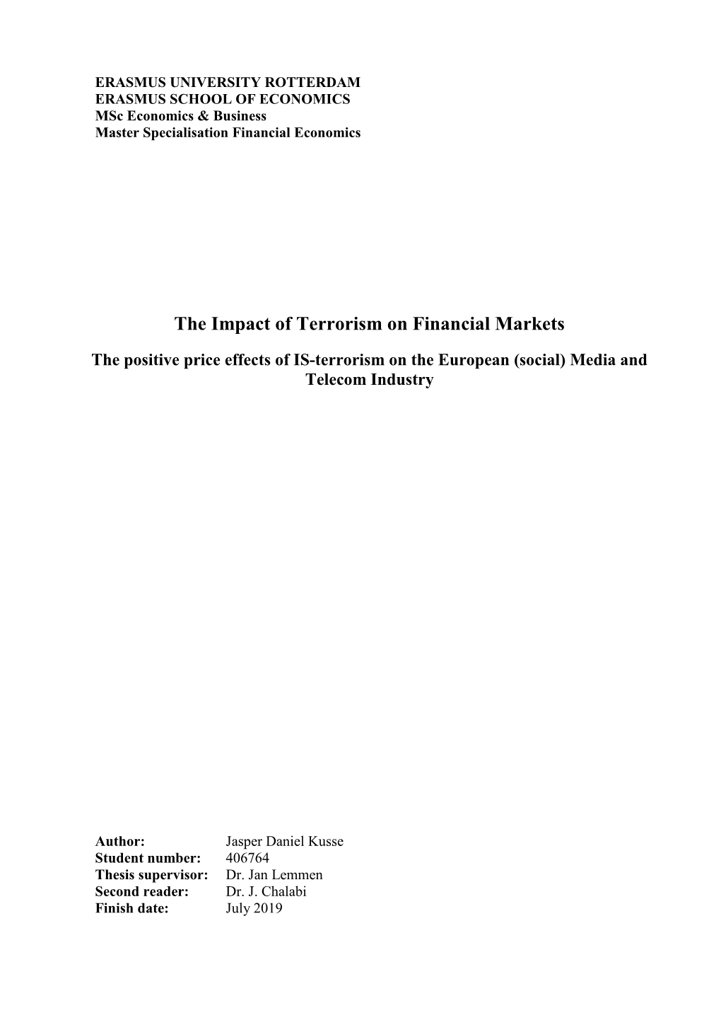 The Impact of Terrorism on Financial Markets