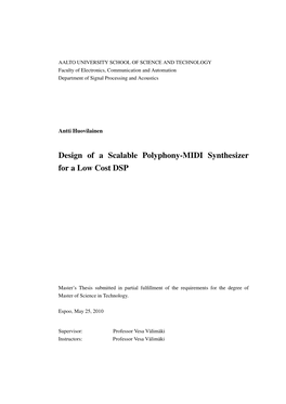 Design of a Scalable Polyphony-MIDI Synthesizer for a Low Cost DSP