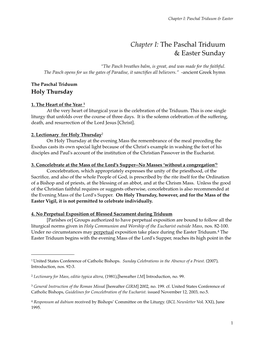 Chapter I: the Paschal Triduum & Easter Sunday