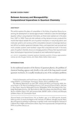 Between Accuracy and Manageability: Computational Imperatives in Quantum Chemistry