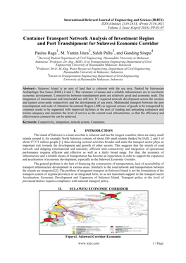 Container Transport Network Analysis of Investment Region and Port Transhipment for Sulawesi Economic Corridor