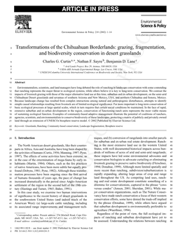 Transformations of the Chihuahuan Borderlands: Grazing, Fragmentation