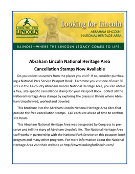 Abraham Lincoln National Heritage Area Cancellation Stamps Now