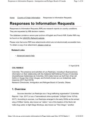Responses to Information Requests - Immigration and Refugee Board of Canada Page 1 of 24